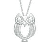 Thumbnail Image 1 of Unstoppable Love™ 0.12 CT. T.W. Diamond Owl Pendant in Sterling Silver