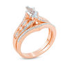 Thumbnail Image 2 of Marquise Aquamarine and 0.18 CT. T.W. Diamond Bridal Set in 10K Rose Gold