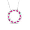 Lab-Created Ruby and White Sapphire Alternating Open Circle Pendant in Sterling Silver