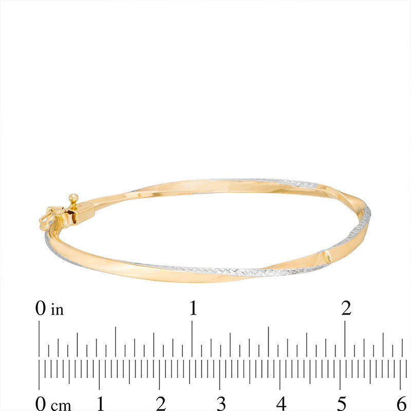 3.2mm Diamond-Cut Twist Hinged Bangle in 10K Two-Tone Gold