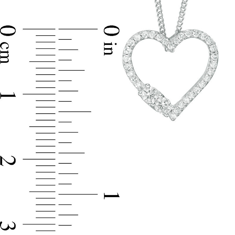 Main Image 3 of Ever Us™ 0.25 CT. T.W. Two-Stone Diamond Heart Pendant in 14K White Gold - 19&quot;