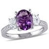 Thumbnail Image 1 of Oval Amethyst and 0.60 CT. T.W. Diamond Three Stone Ring in 14K White Gold