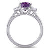 Thumbnail Image 3 of Oval Amethyst and 0.60 CT. T.W. Diamond Three Stone Ring in 14K White Gold