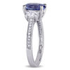 Thumbnail Image 2 of Oval Tanzanite and 0.60 CT. T.W. Diamond Three Stone Ring in 14K White Gold