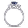 Thumbnail Image 2 of Oval Tanzanite and 0.60 CT. T.W. Diamond Three Stone Ring in 14K White Gold