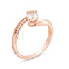Oval Morganite and Diamond Accent Bypass Ring in 10K Rose Gold