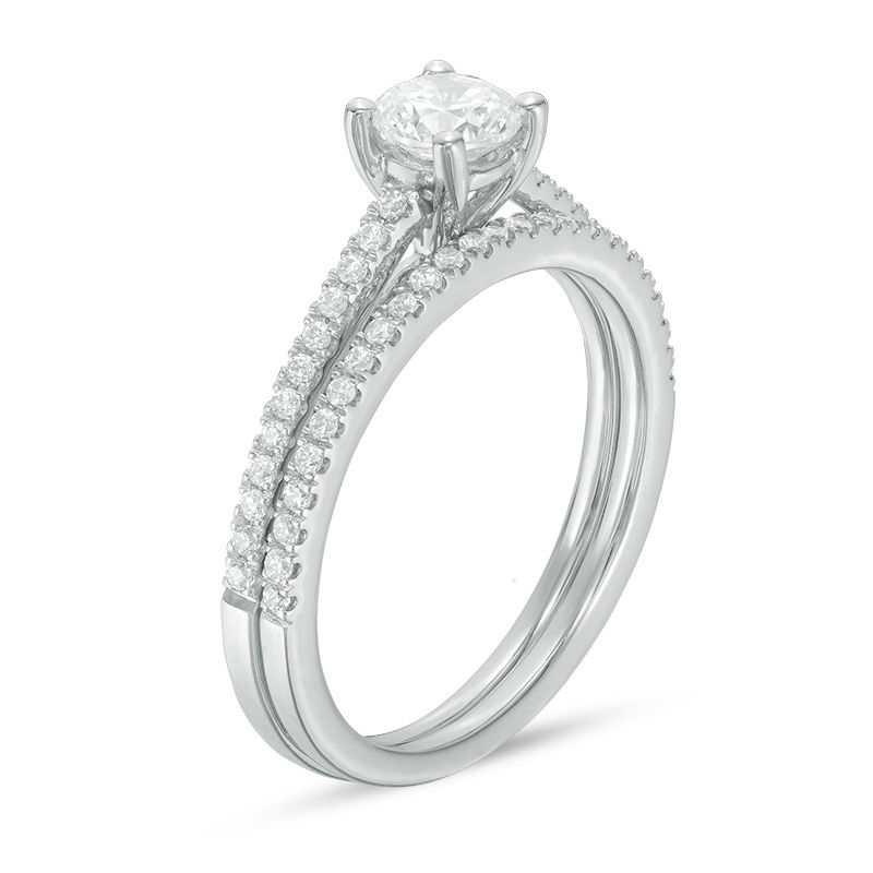 Main Image 2 of 0.75 CT. T.W. Certified Canadian Diamond Bridal Set in Platinum (H/VS2)