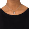 Thumbnail Image 2 of 0.23 CT. T.W. Diamond Double Circle Bolo Necklace in Sterling Silver and 10K Rose Gold - 30"