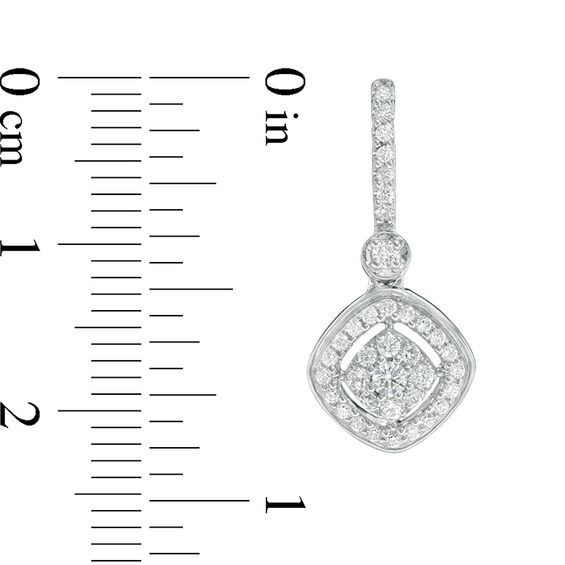 0.50 CT. T.W. Diamond Tilted Double Cushion Frame Drop Earrings in 10K White Gold