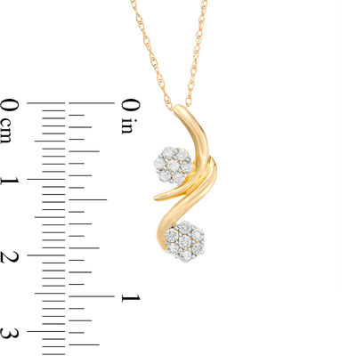 0.25 CT. T.W. Diamond Bypass Flower Branch Pendant in 10K Gold