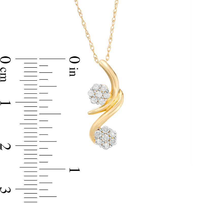 0.25 CT. T.W. Diamond Bypass Flower Branch Pendant in 10K Gold