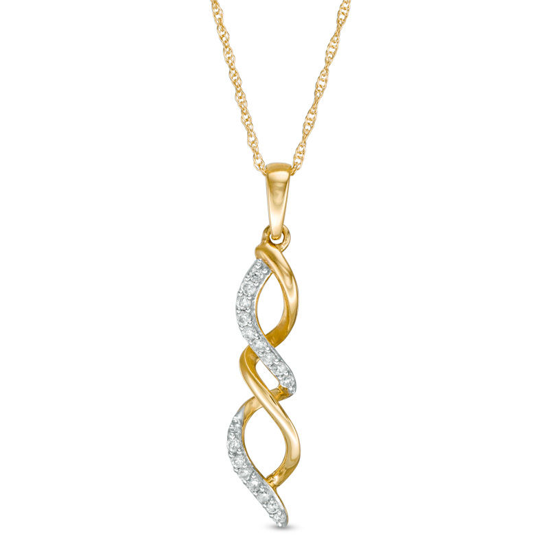 Main Image 1 of 0.10 CT. T.W. Diamond Flame Pendant in 10K Gold