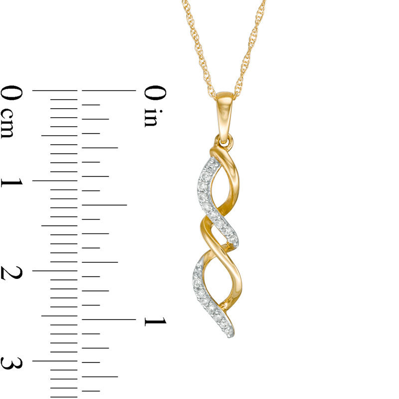 Main Image 2 of 0.10 CT. T.W. Diamond Flame Pendant in 10K Gold