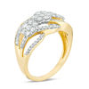 1.00 CT. T.W. Composite Diamond Three Stone Flower Bypass Ring in 10K Gold