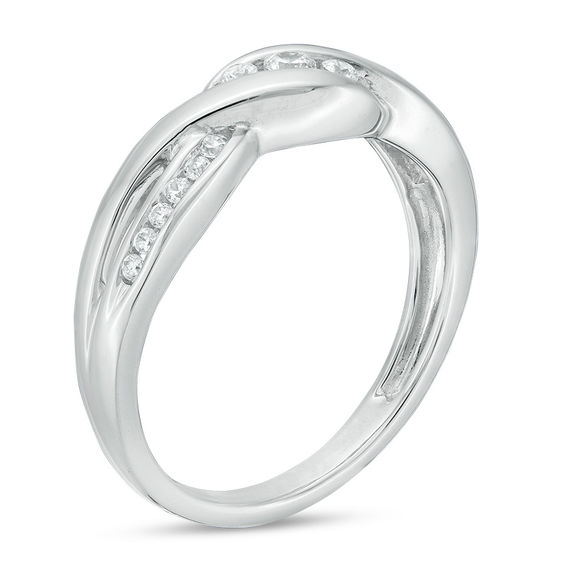 0.20 CT. T.W. Diamond Three Stone Bypass Twist Ring in 10K White Gold