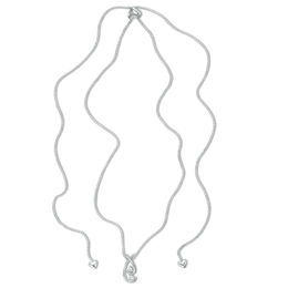 0.09 CT. T.W. Diamond Two Stone Swirl Bolo Necklace in Sterling Silver - 30&quot;
