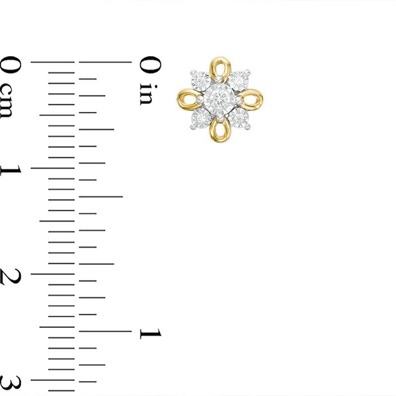0.10 CT. T.W. Diamond Flower Stud Earrings in 10K Two-Tone Gold