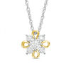 Thumbnail Image 0 of 0.10 CT. T.W. Diamond Flower Pendant in 10K Two-Tone Gold