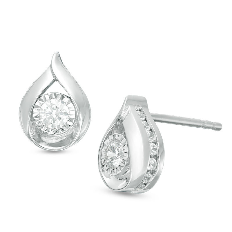 0.50 CT. T.W. Diamond Teardrop Frame Stud Earrings in 10K White Gold|Peoples Jewellers