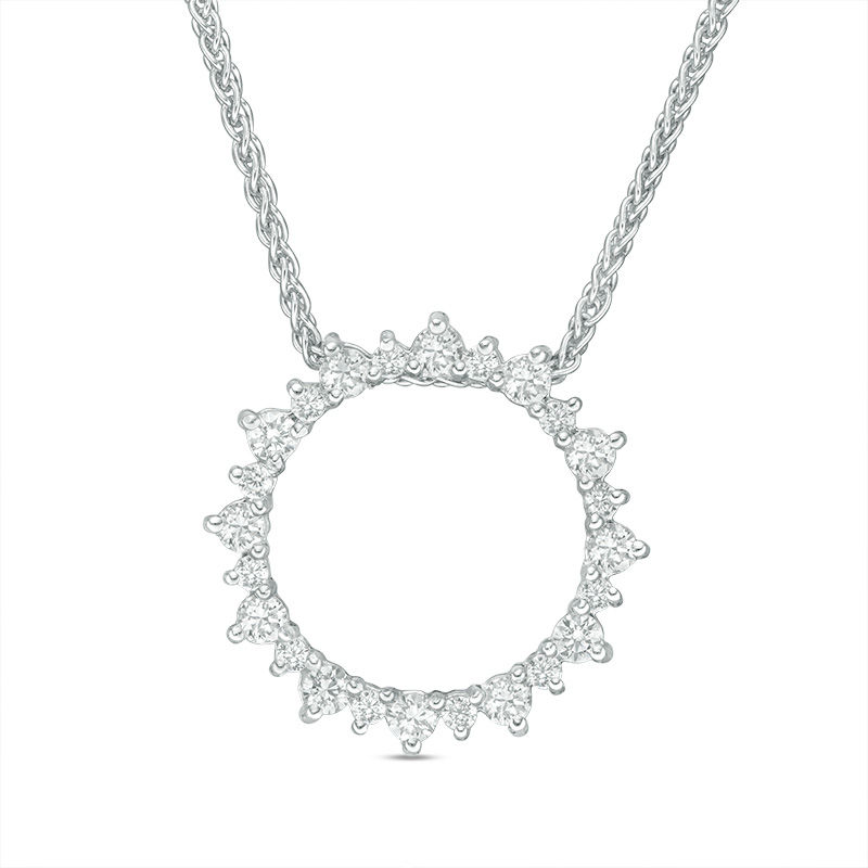 0.45 CT. T.W. Diamond Open Sunburst Bolo Necklace in Sterling Silver - 30"