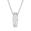 0.12 CT. T.W. Diamond Linear Bar Bolo Necklace in Sterling Silver - 30"