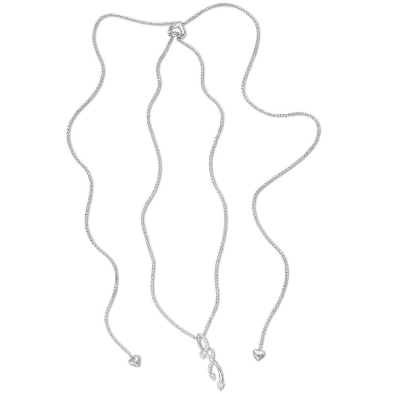 0.18 CT. T.W. Diamond Twist Bolo Necklace in Sterling Silver - 30"