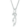 Thumbnail Image 2 of 0.18 CT. T.W. Diamond Twist Bolo Necklace in Sterling Silver - 30"