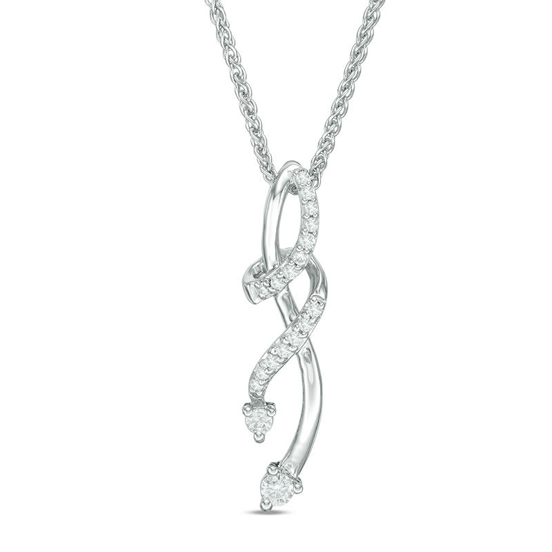 0.18 CT. T.W. Diamond Twist Bolo Necklace in Sterling Silver - 30"