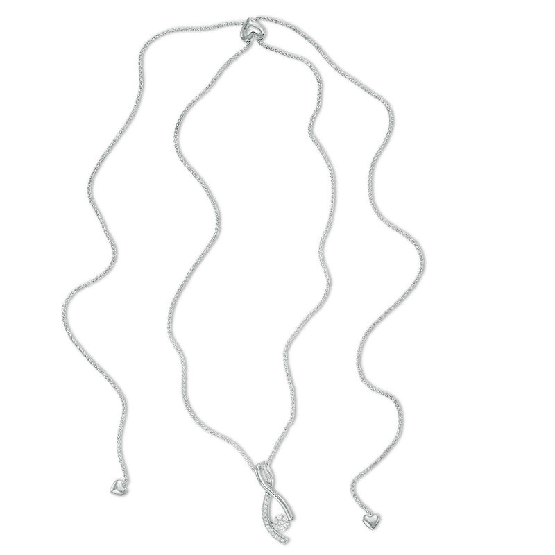 0.23 CT. T.W. Composite Diamond Twist Bolo Necklace in Sterling Silver - 30"|Peoples Jewellers