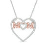 Diamond Accent "MOM" Heart Pendant in Sterling Silver and 14K Rose Gold Plate