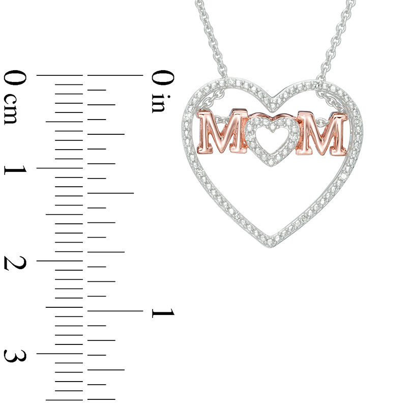 Diamond Accent "MOM" Heart Pendant in Sterling Silver and 14K Rose Gold Plate|Peoples Jewellers