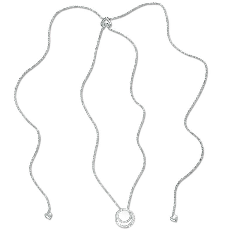 0.23 CT. T.W. Diamond Double Circle Bolo Necklace in Sterling Silver - 30"|Peoples Jewellers