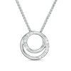 Thumbnail Image 2 of 0.23 CT. T.W. Diamond Double Circle Bolo Necklace in Sterling Silver - 30"
