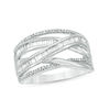 Thumbnail Image 1 of 0.50 CT. T.W. Baguette and Round Diamond Crossover Band in Sterling Silver