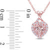 Thumbnail Image 1 of 7.0mm Heart-Shaped Morganite, Lab-Created White Sapphire and Diamond Accent Pendant in Sterling Silver with Rose Rhodium