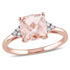 Thumbnail Image 0 of 8.0mm Cushion-Cut Morganite and Diamond Accent Tri-Sides Ring in 14K Rose Gold