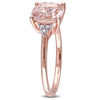 Thumbnail Image 2 of 8.0mm Cushion-Cut Morganite and Diamond Accent Tri-Sides Ring in 14K Rose Gold