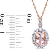 Thumbnail Image 2 of Oval Morganite, White Topaz and Diamond Accent Frame Pendant in 14K Rose Gold