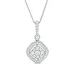 Thumbnail Image 0 of 0.38 CT. T.W. Diamond Tilted Double Cushion Frame Pendant in 10K White Gold