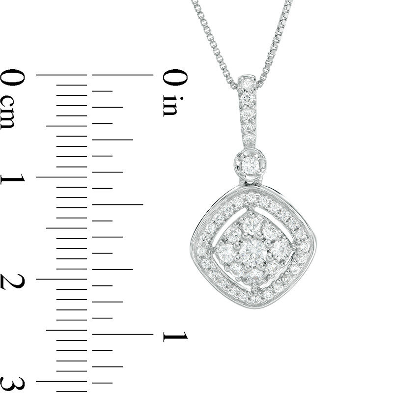 0.38 CT. T.W. Diamond Tilted Double Cushion Frame Pendant in 10K White Gold