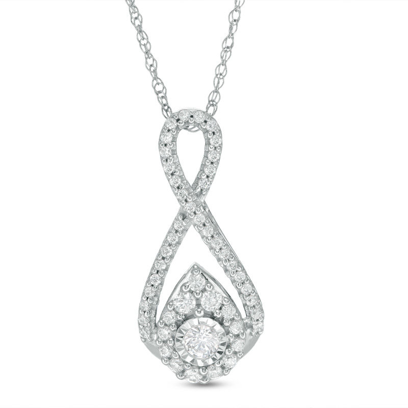 0.25 CT. T.W. Diamond Teardrop Infinity Pendant in 10K White Gold