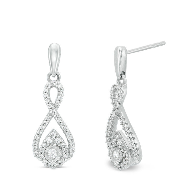 0.25 CT. T.W. Diamond Teardrop Infinity Drop Earrings in 10K White Gold|Peoples Jewellers