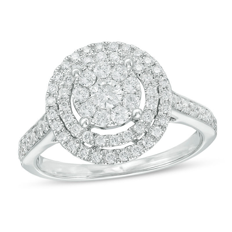 Main Image 1 of 0.75 CT. T.W. Diamond Triple Frame Ring in 10K White Gold