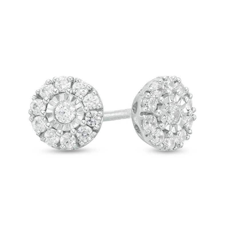 Main Image 1 of 0.20 CT. T.W. Diamond Frame Stud Earrings in 10K White Gold