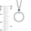 Thumbnail Image 1 of Vera Wang Love Collection 0.23 CT. T.W. Diamond and Princess-Cut Blue Sapphire Circle Pendant in Sterling Silver - 19"