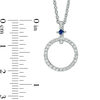 Thumbnail Image 2 of Vera Wang Love Collection 0.23 CT. T.W. Diamond and Princess-Cut Blue Sapphire Circle Pendant in Sterling Silver - 19"