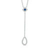 Thumbnail Image 0 of Vera Wang Love Collection 0.15 CT. T.W. Diamond and Princess-Cut Blue Sapphire "Y" Necklace in Sterling Silver - 19"