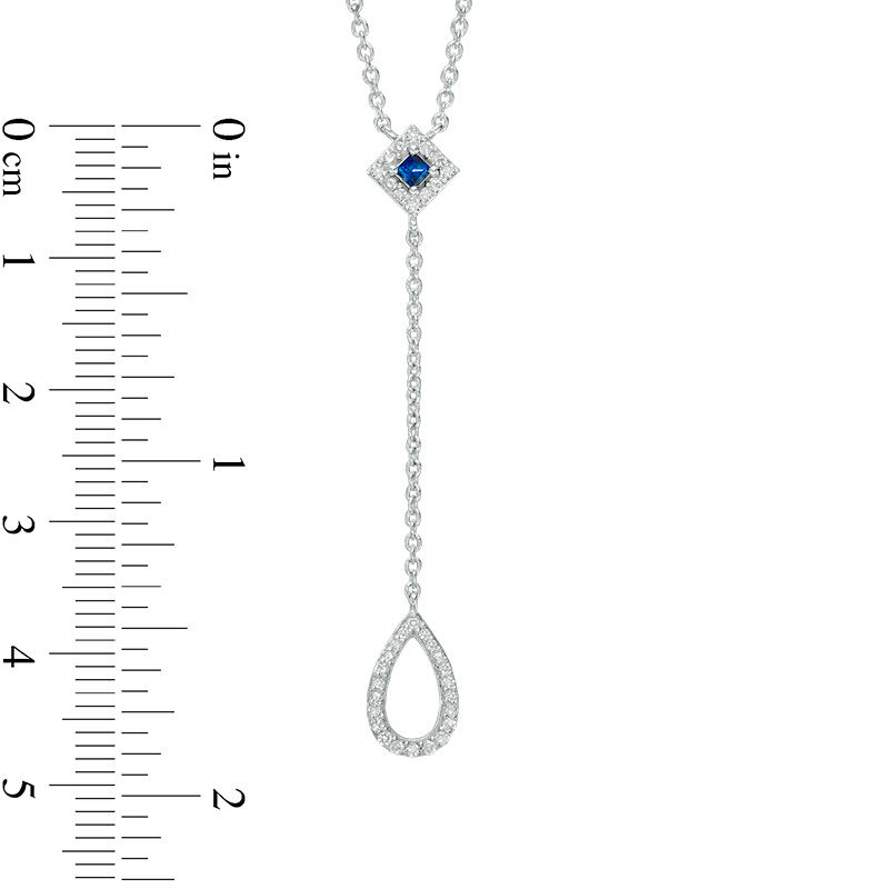 Main Image 2 of Vera Wang Love Collection 0.15 CT. T.W. Diamond and Princess-Cut Blue Sapphire "Y" Necklace in Sterling Silver - 19"