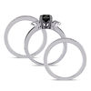 Thumbnail Image 2 of 1.25 CT. T.W. Enhanced Black and White Diamond Collar Split Shank Three Piece Bridal Set in Sterling Silver