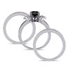 Thumbnail Image 3 of 1.25 CT. T.W. Enhanced Black and White Diamond Collar Split Shank Three Piece Bridal Set in Sterling Silver